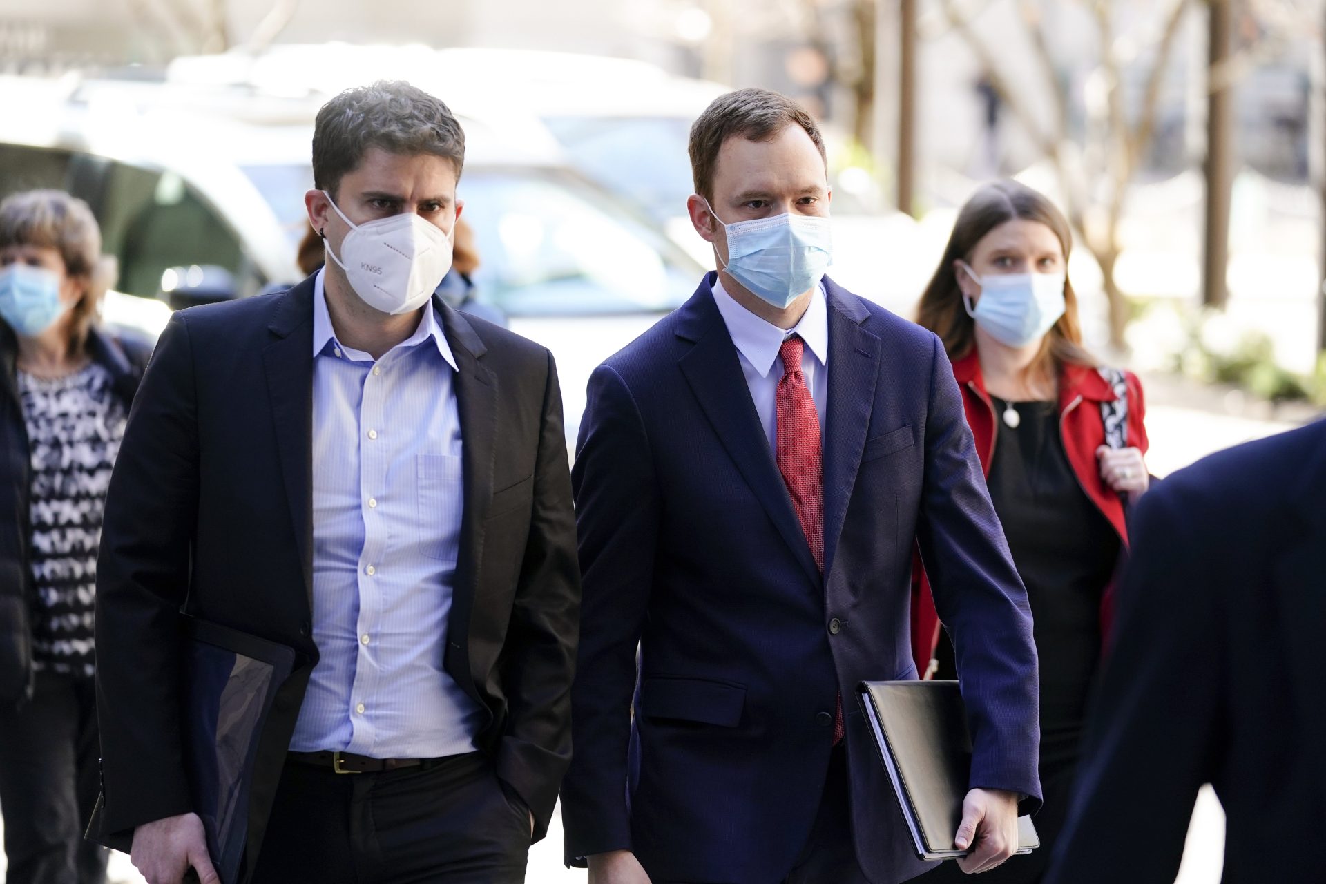 Brandon Bostian, the Amtrak engineer involved in a 2015 derailment in Philadelphia that killed eight people and injured more than 200, walks from the criminal justice center in Philadelphia, Thursday, March 3, 2022.