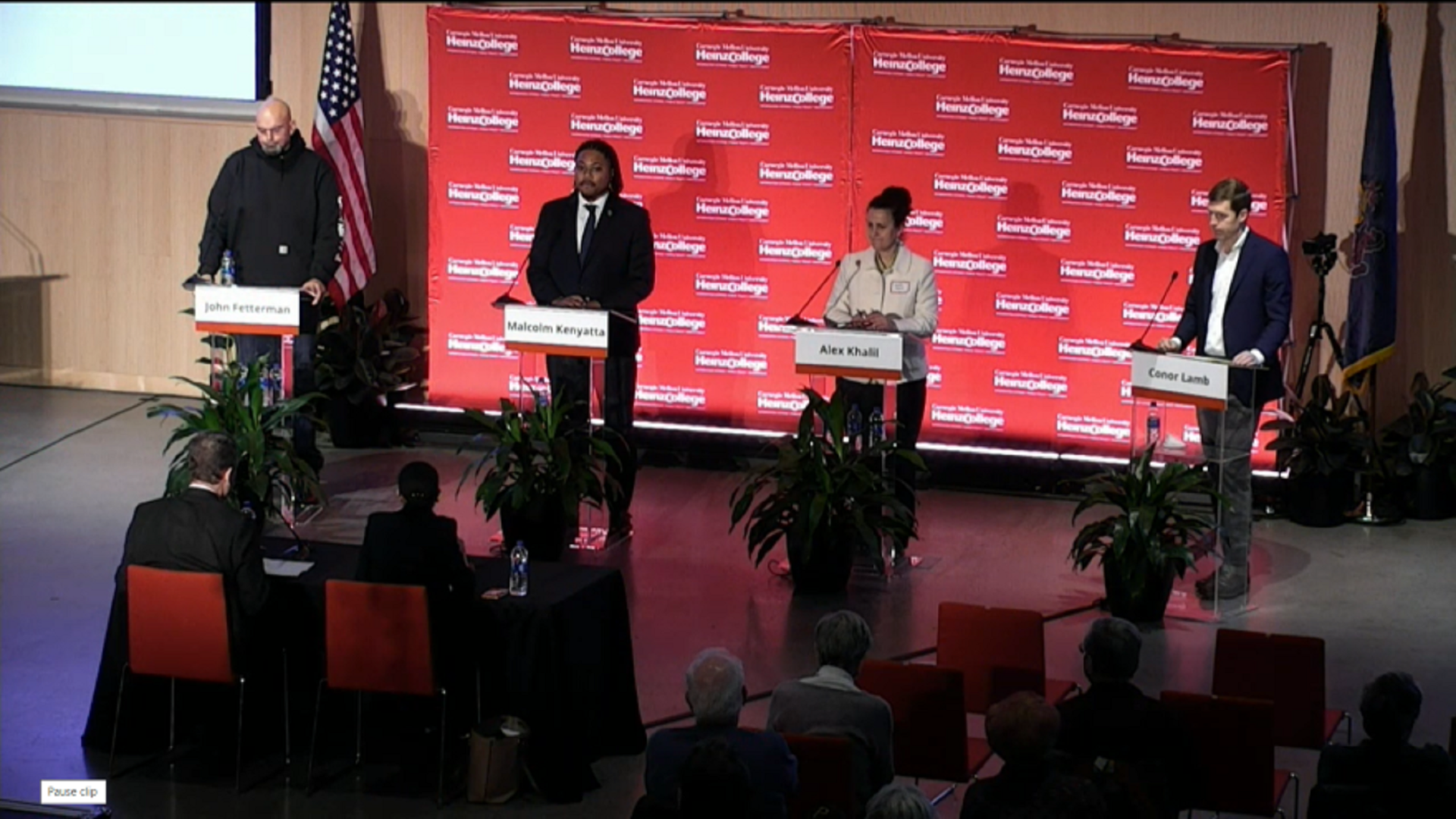 Four of the Democrats running for Pennsylvania's hotly contested Senate seat debated March 20, 2022 on the Carnegie Mellon University campus.