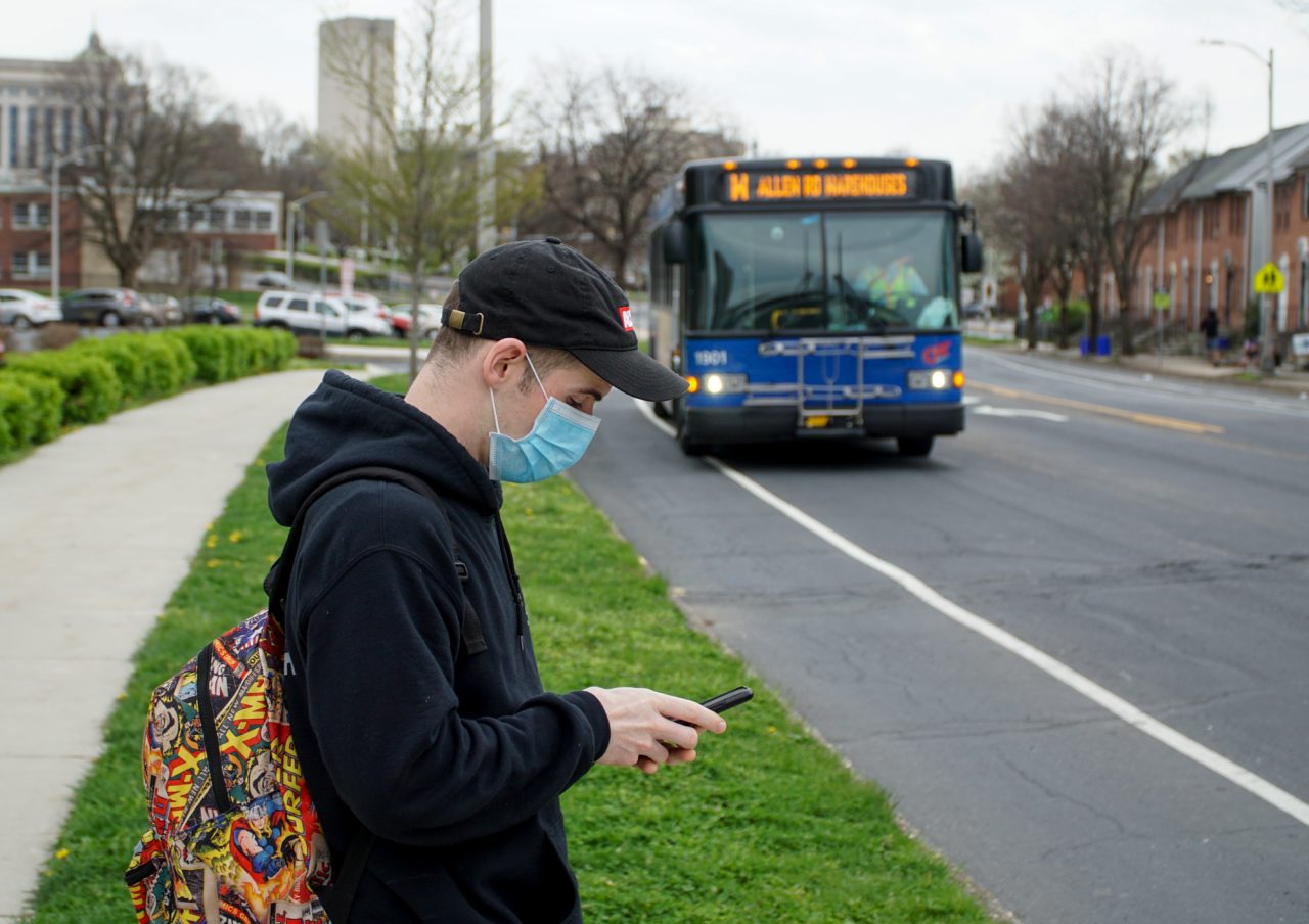 Nathan Lund, 30, a Harrisburg resident, takes a Capital Area Transit bus from N. 6th and Calder streets to the Amazon fulfillment center in Carlisle where he works.