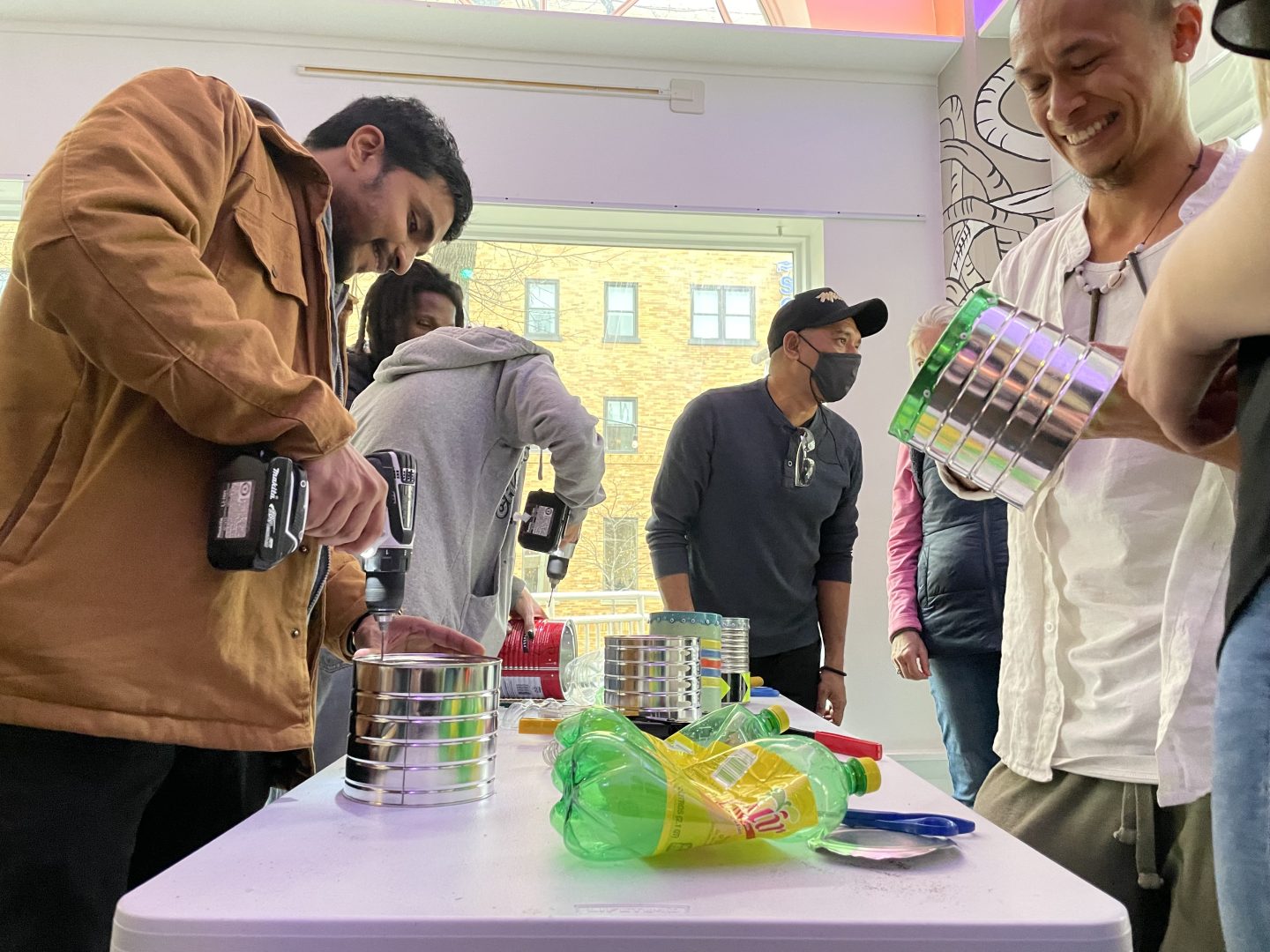 The Penn State Community made upcycled instruments at 3 Dots Downtown on April 5, 2022 with members of the band 