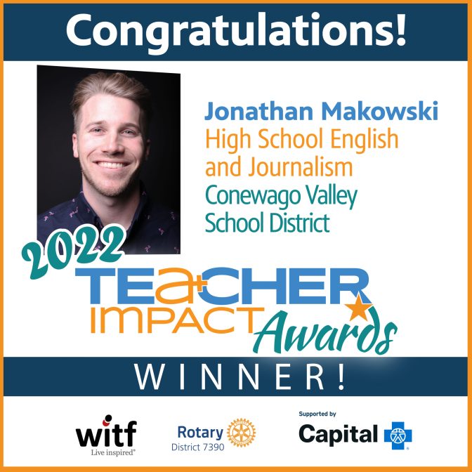 2022 Teacher Impact Award Winner Jonathan Makowski