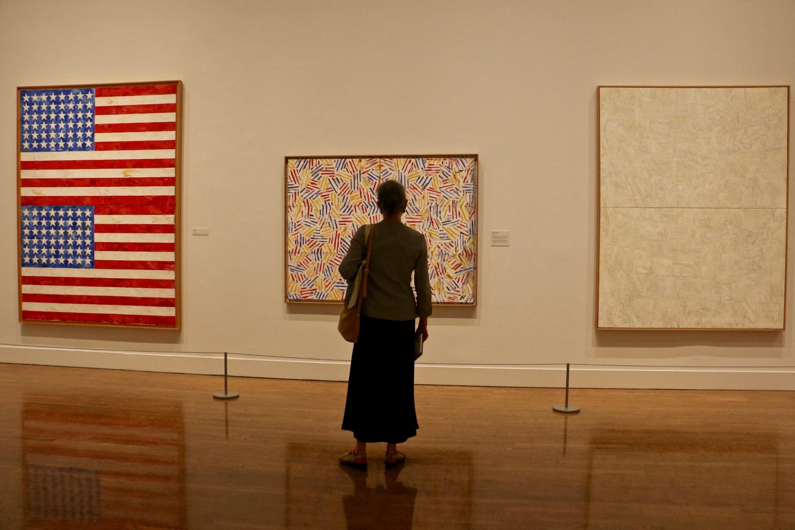 A lifetime retrospective of the work of Jasper Johns, organized by the Philadelphia Museum of Art and the Whitney Museum of American Art, is being presented simultaneously at both institutions. Visitors who attend the exhibition at one venue will get half-price admission to the other.