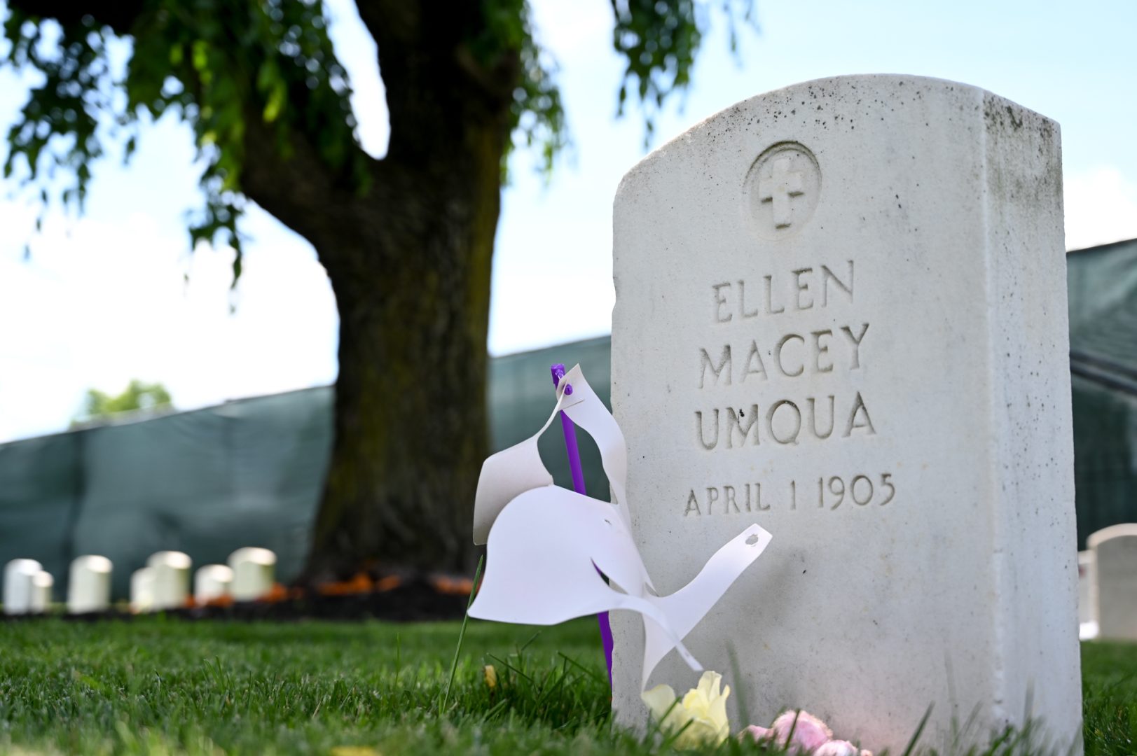 The grave of Ellen Macey as the Office of Army Cemeteries prepare to disinter eight Native American graves at the Carlisle Barracks on June 10, 2022. There children were students at the Carlisle Indian Industrial School operated by the Department of the Interior until 1919.