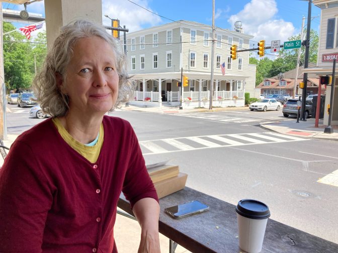 Margaret Pazalla-Granlund, 56, of Elkins Park, poses for a photo, Friday, June 24, 2022 in Yardley, Pa., when she heard the news of the the Supreme Court's abortion ruling.