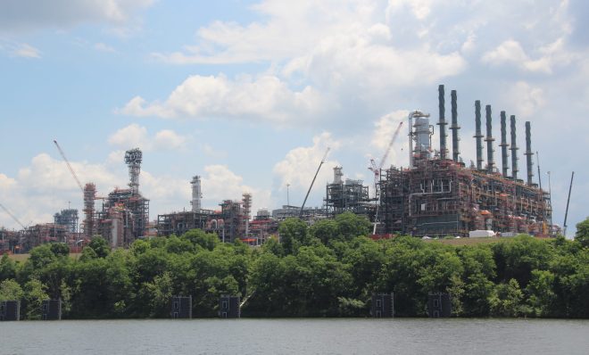 The Shell ethane cracker as it nears completion in June 2022.
