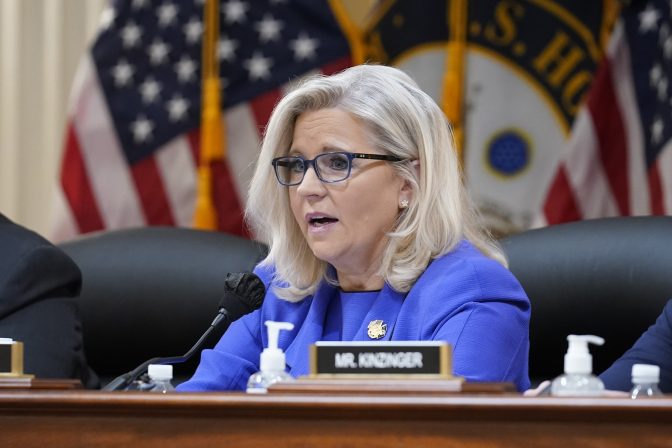 Vice Chair Liz Cheney, R-Wyo., gives her opening remarks as the House select committee investigating the Jan. 6 attack on the U.S. Capitol holds its first public hearing to reveal the findings of a year-long investigation, at the Capitol in Washington, Thursday, June 9, 2022.