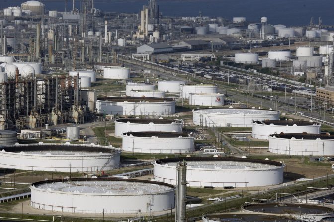 - This Sept. 11, 2008, file photo shows Marathon Oil's refinery in Texas City, Texas.