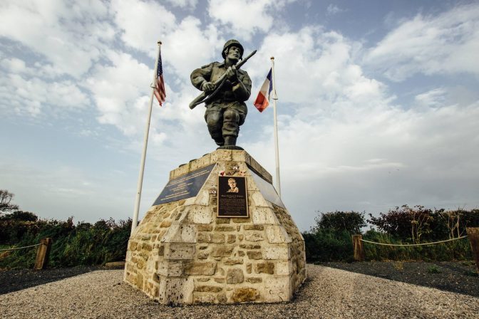The Richard D. Winters Leadership monument is dedicated to the memory of all junior U.S. military officers who served on D-Day. 