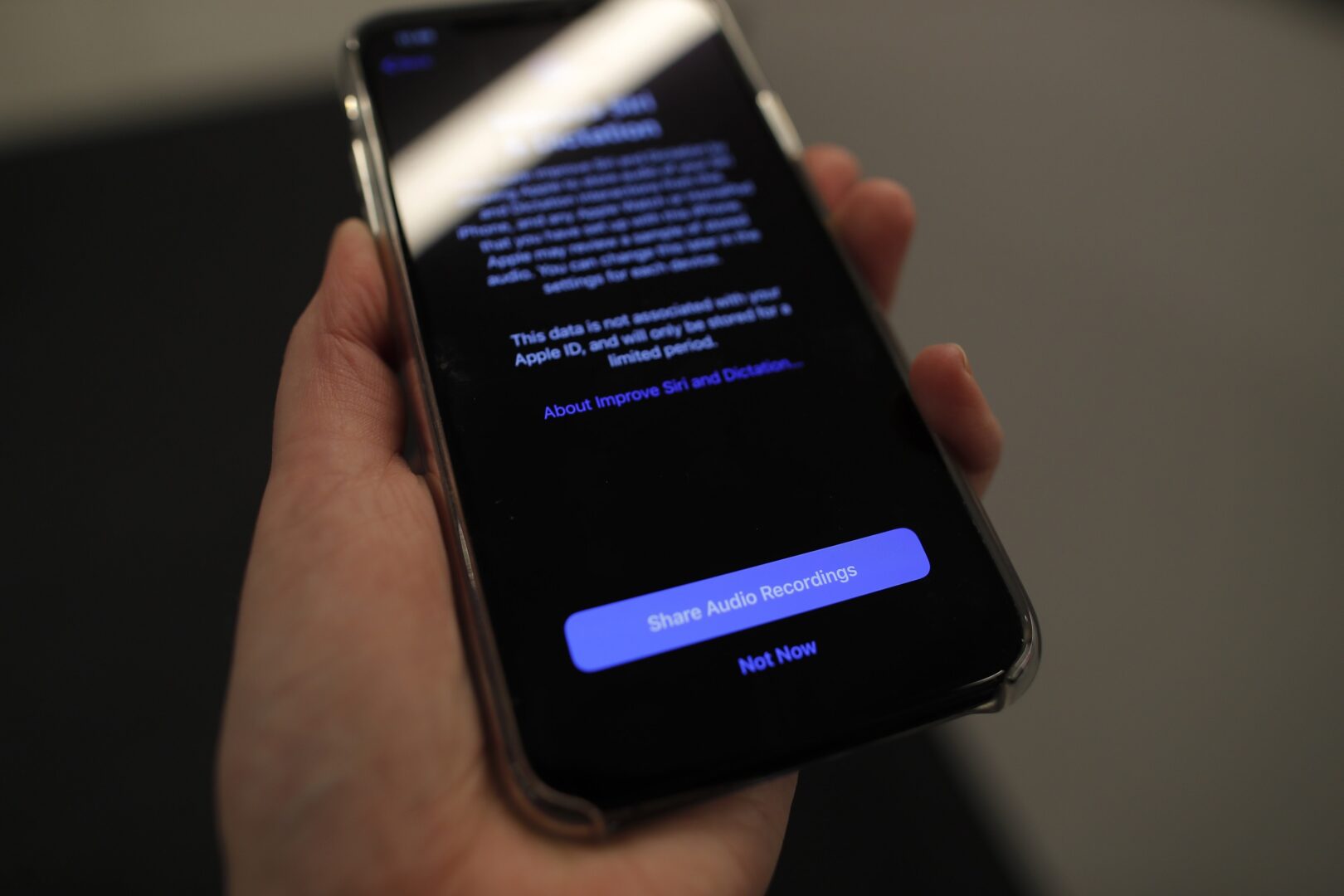 A screen displays a notice  on an iPhone on Tuesday, Oct. 29, 2019, in New York.     