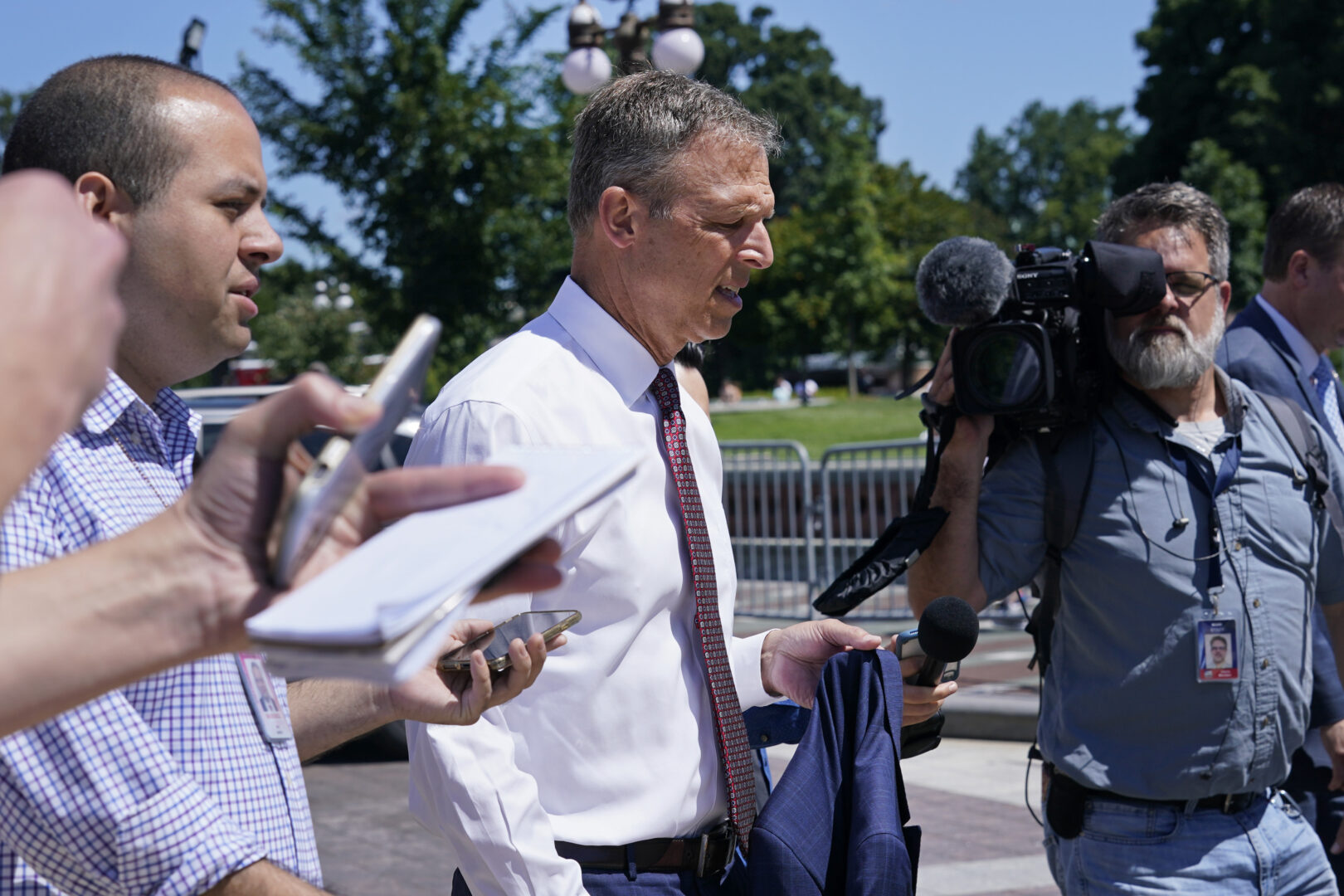 Rep. Scott Perry, R-Pa., is followed by reporters on Capitol Hill in Washington, Friday, Aug. 12, 2022. (AP Photo/Susan Walsh)