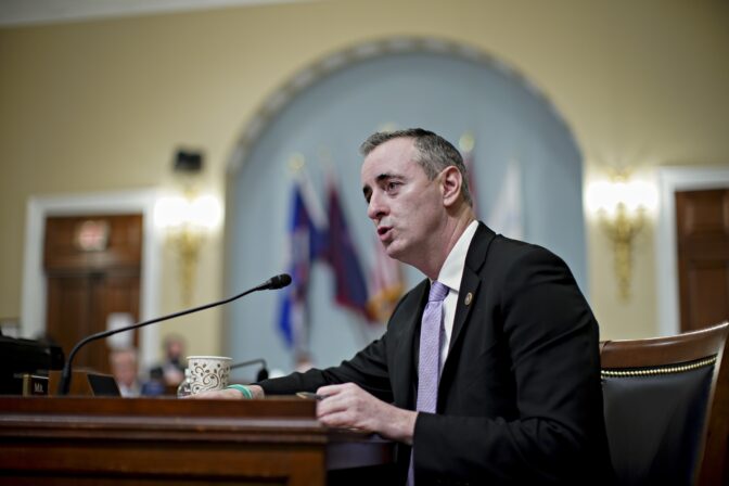 Rep. Representative Brian Fitzpatrick, R-Pa., speaks during a House Intelligence Committee hearing on Capitol Hill in Washington, Thursday, April 15, 2021. 