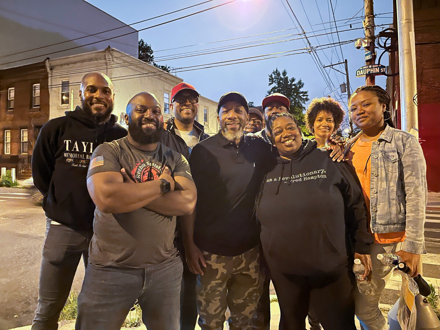 Volunteers with Corners to Connections gather after a night of street outreach. The faith-based coalition patrolled every night in June and is continuing throughout August. From left to right (back row): G Lamar Stewart, Morgan Wilson, Joe Massengale, Mark Christian, Sonya Umble, Tirzah Cannad From left to right (front row): Jeffrey Browne, Julius Renwick Aliya Bradley