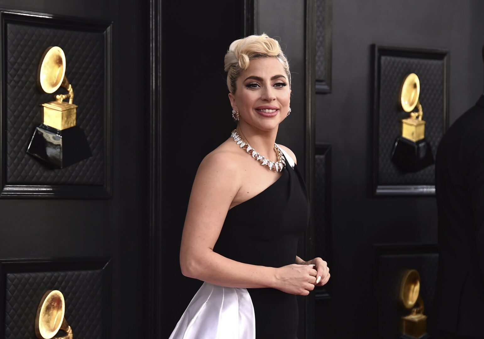 Lady Gaga arrives at the 64th Annual Grammy Awards at the MGM Grand Garden Arena on Sunday, April 3, 2022, in Las Vegas. 