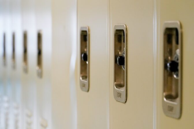 School lockers in Philadelphia, Tuesday, April 5, 2022.