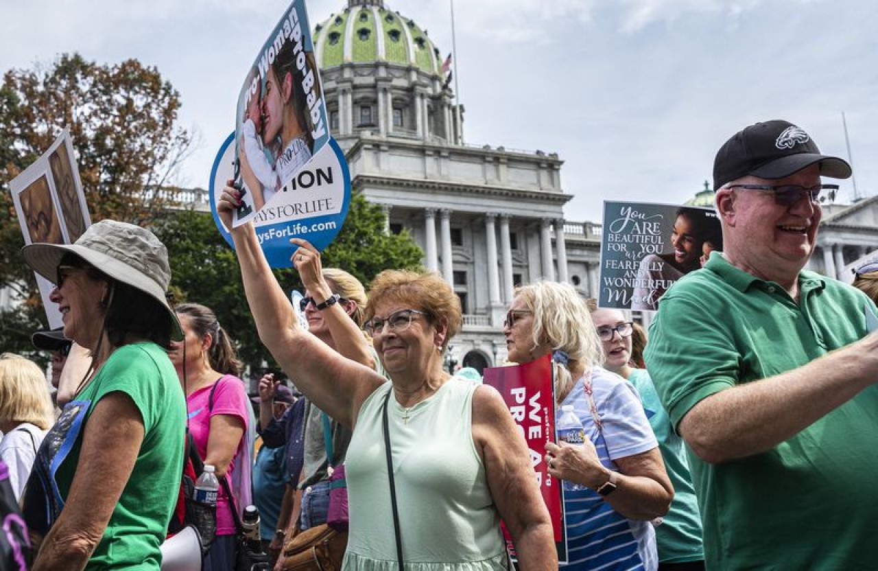 The March for Life, partnered with the Pennsylvania Family Institute, host the Pennsylvania March for Life, held at the state Capitol in Harrisburg, September 19, 2022. 