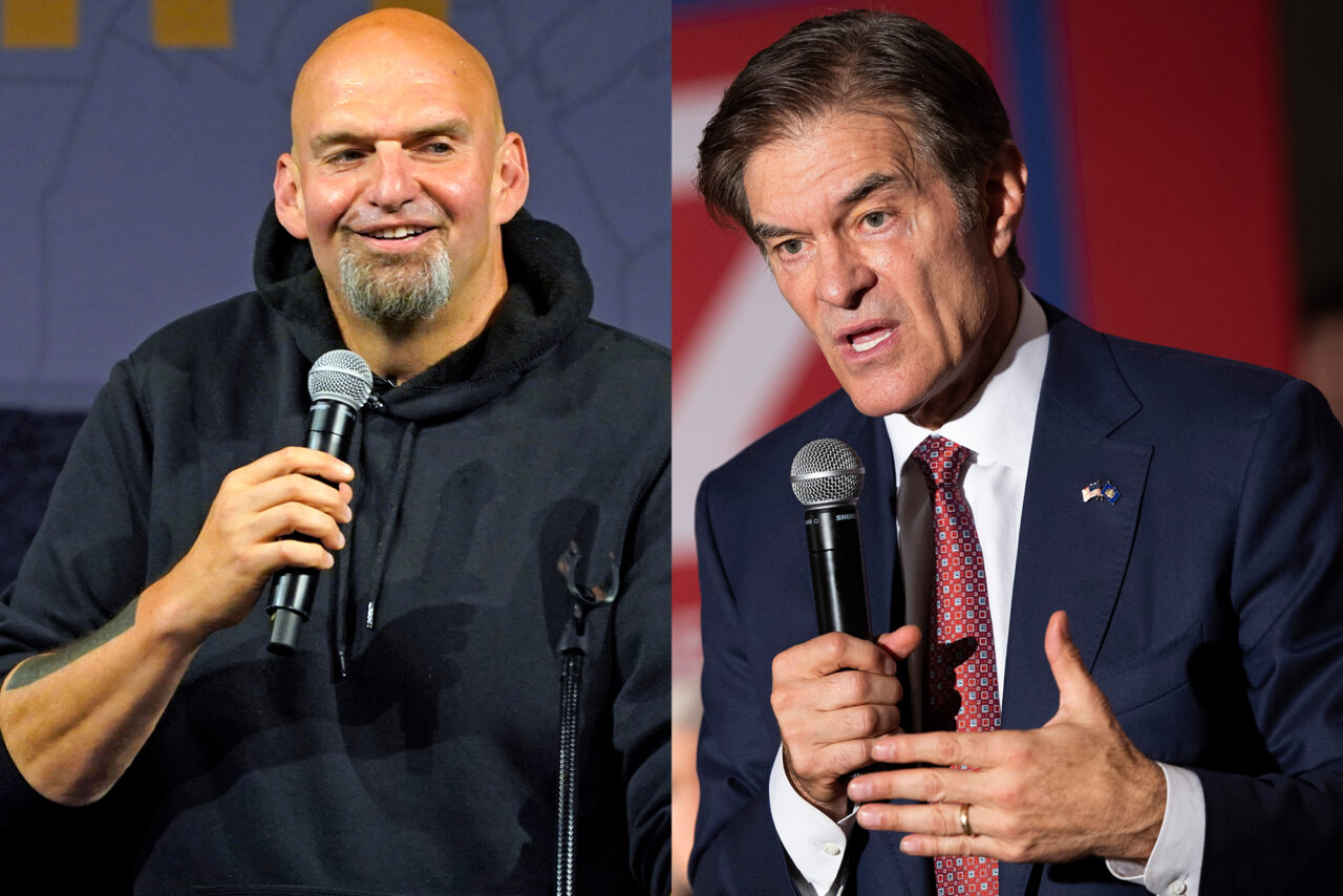 Pennsylvania Lt. Gov. John Fetterman (left) and Dr. Mehmet Oz.