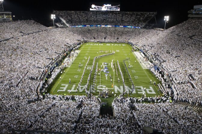 Penn State Beaver Stadium during a white out game.