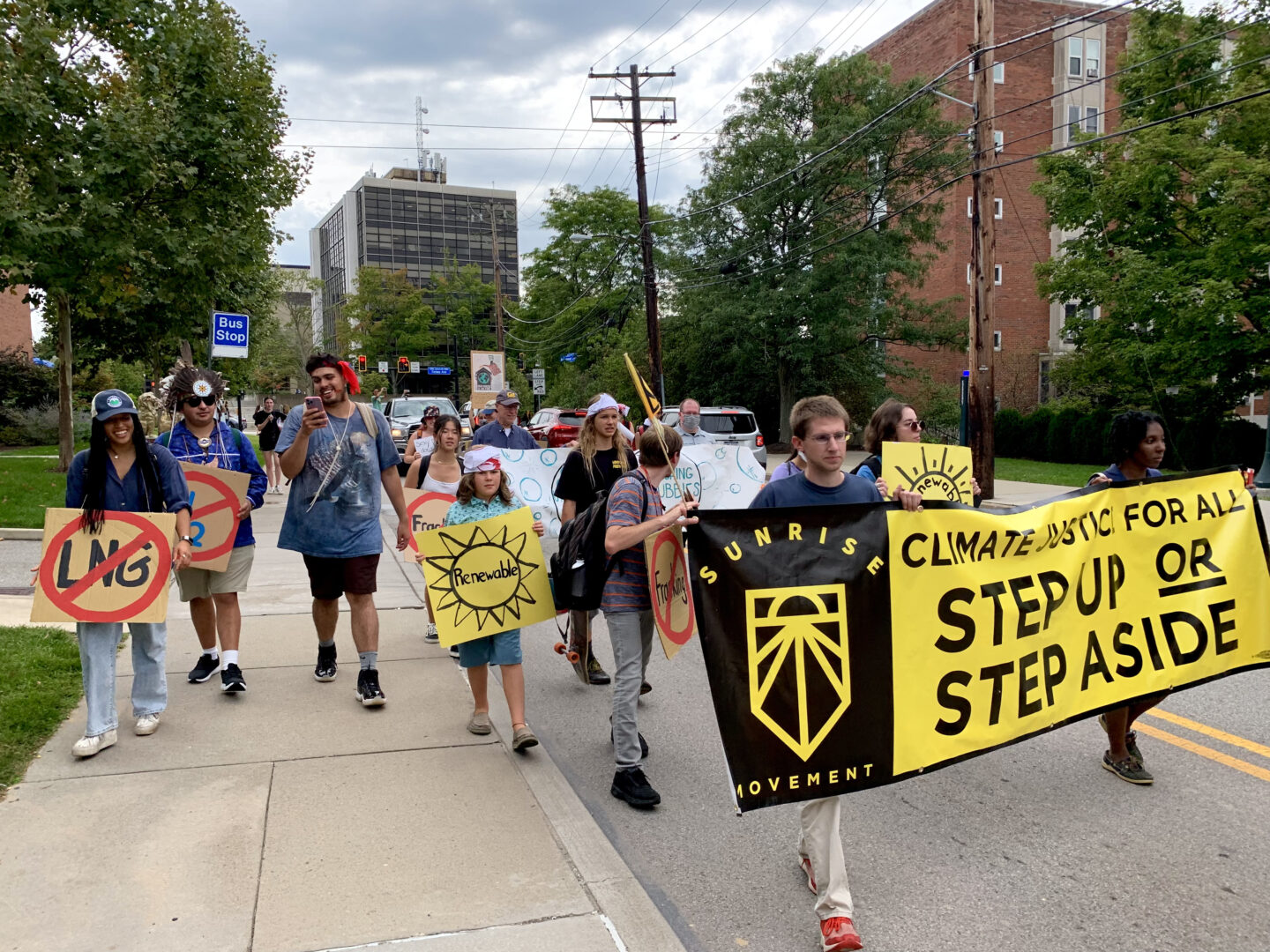 Demonstrators take to the streets at the Youth Climate Strike event on Wednesday, Sept. 21, 2022. 