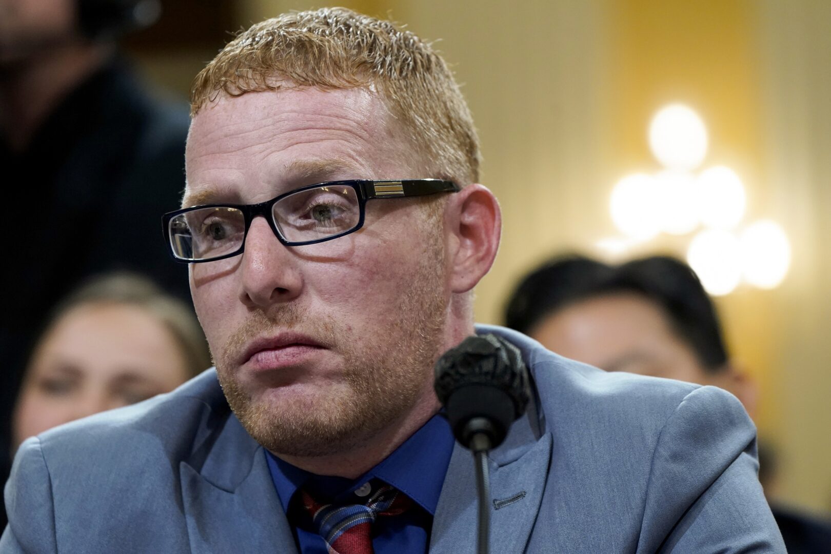 Stephen Ayres, who pleaded guilty last in June 2022 to disorderly and disruptive conduct in a restricted building, testifies as the House select committee investigating the Jan. 6 attack on the U.S. Capitol holds a hearing at the Capitol in Washington, July 12, 2022. 
