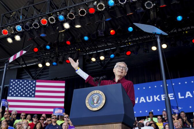 Wisconsin Gov. Tony Evers speaks during an event attended by President Biden at Henry Maier Festival Park in Milwaukee, Sept. 5, 2022.