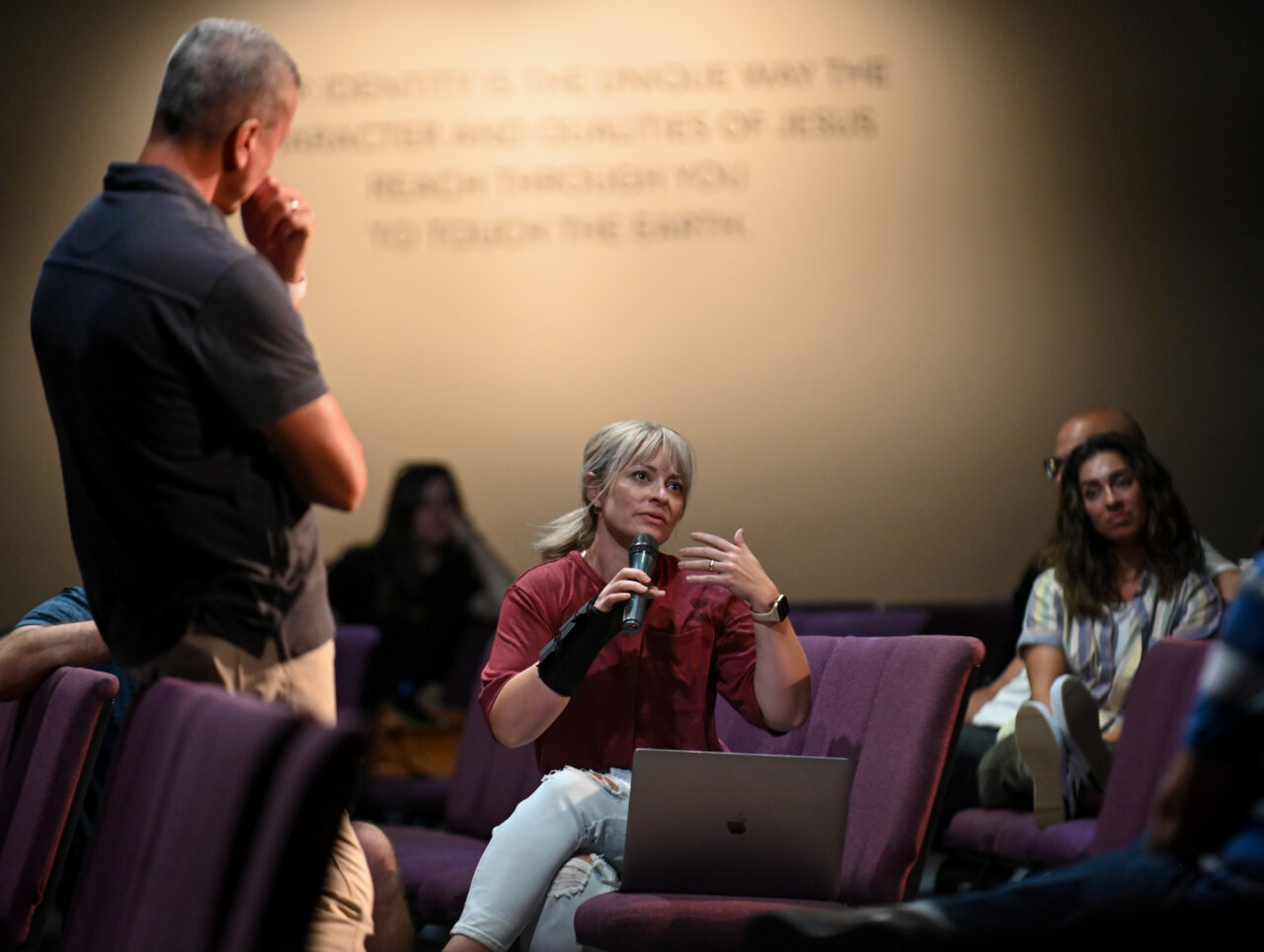 Diane Helman speaks during the service at World Harvest Outreach Church in Chambersburg