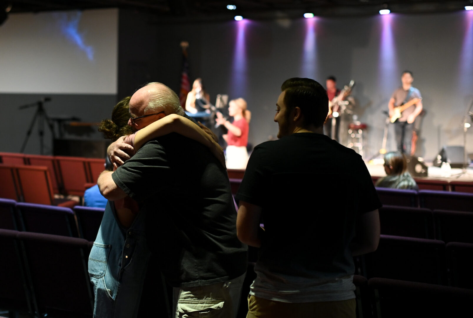 People greet each other before the start of the service at World Harvest Outreach church in Chambersburg on Sunday, Aug. 14, 2022. Jeremy Long - WITF