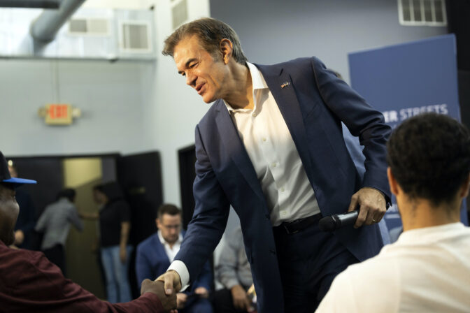 Mehmet Oz, a Republican candidate for U.S. Senate in Pennsylvania, speaks at House of Glory Philly CDC in Philadelphia, Monday, Sept. 19, 2022.