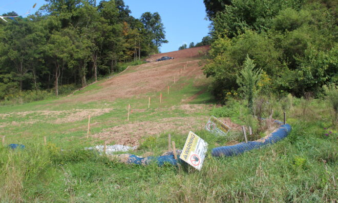 Construction of Shell's Falcon ethane pipeline in Beaver County, during construction in 2019. Photo: Reid R. Frazier
