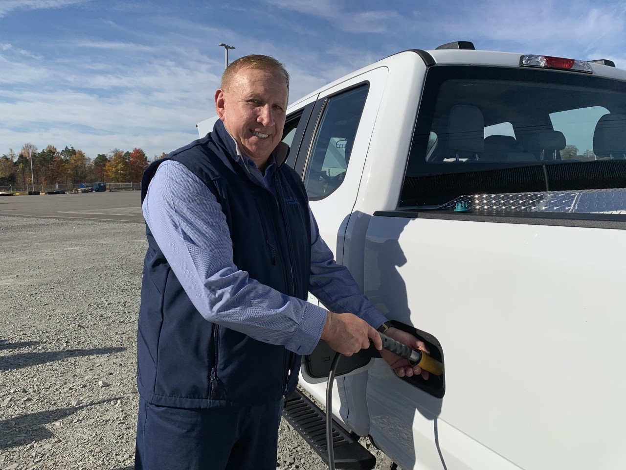 Columbia Gas field operations leader Bill Vanek drives a natural gas-powered pickup truck as part of a pilot program at the utility's recently-constructed Dunbar Twp. office located about an hour's drive southeast of Pittsburgh.