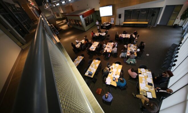 Attendees at Climate Solutions' deliberative forum Oct. 1 held small-group discussions during which they tackled climate challenges in central Pennsylvania and came up with ideas for problem-solving.