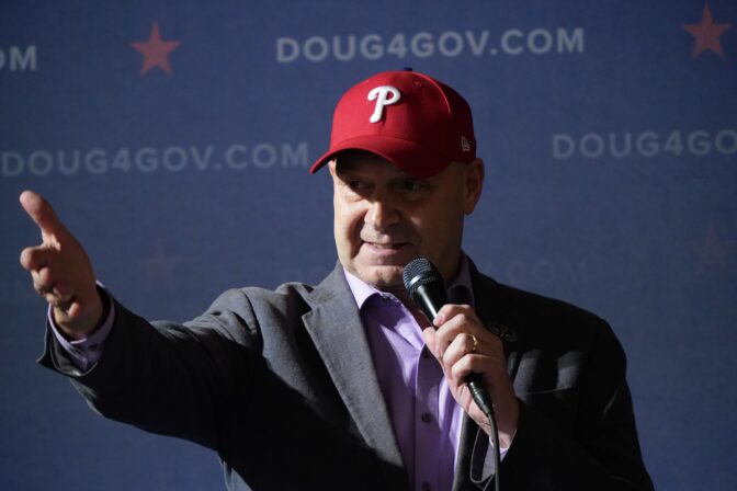 State Sen. Doug Mastriano, R-Franklin, a Republican candidate for Governor of Pennsylvania, speaks during a campaign event in York, Pa., Tuesday, Oct. 25, 2022.