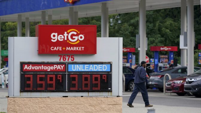 These are gas prices at a Pittsburgh area GetGo on Thursday, Sept. 29, 2022.