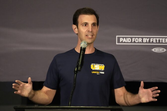 Chris Deluzio, Democratic Party candidate for Pennsylvania's 17th Congressional District, attends campaign rally for Pennsylvania Lt. Gov. John Fetterman, a Democratic candidate for U.S. Senate in Pittsburgh, Monday, Nov. 7, 2022.