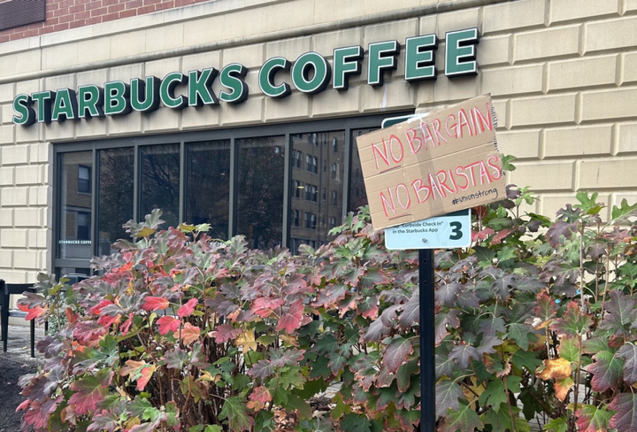 Starbucks workers at six locations across Pittsburgh, including the Bloomfield location on Liberty Avenue, went on strike Thursday. Employees say they want better wages, guaranteed shifts and fair disciplinary procedure