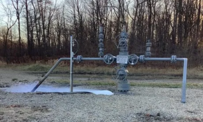 The Pa. Department of Environmental Protection took this photo of the leak at the Rager Mountain storage facility as part of its investigation. 