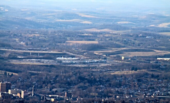 One of the sites where John A. Joseph dumped the waste is at a spot between Route 40 and the parking lot at the Uniontown Mall, shown here. Jon Dawson via Flickr. Uniontown Mall. https://creativecommons.org/licenses/by-nd/2.0/