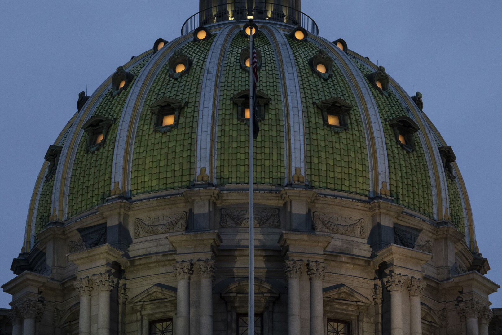 Shown is the Pennsylvania Capitol building in Harrisburg, Pa. on Inauguration Day, Tuesday, Jan. 17, 2023. 