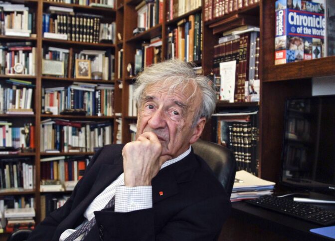 In this Sept. 12, 2012, photo Elie Wiesel is photographed in his office in New York.