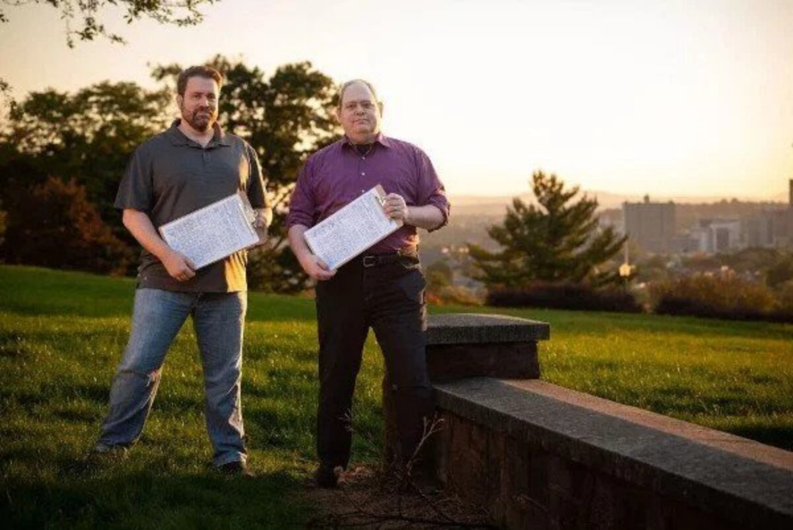 Keystone Party candidate Dave Kocur (right) and board member Kevin Gaughen (left) were told to leave Fort Hunter Park for distributing a petition. (Photo courtesy of Timothy Scott Kerns)