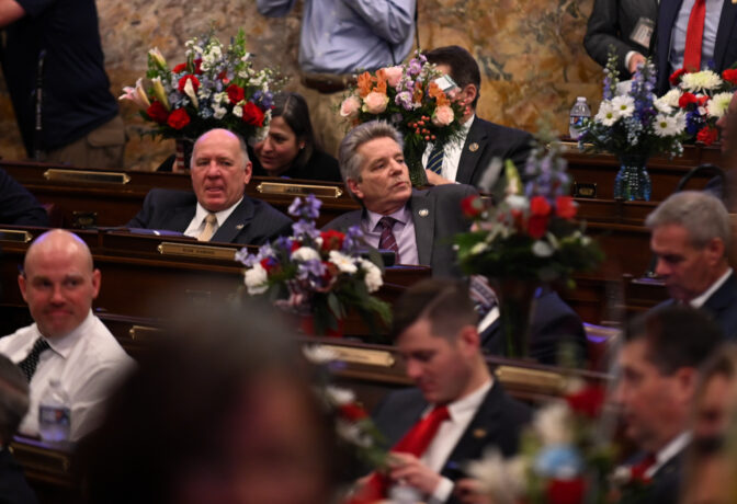 Pennsylvania state Rep. Russ Diamond waits to be sworn in on Jan. 3, 2023.