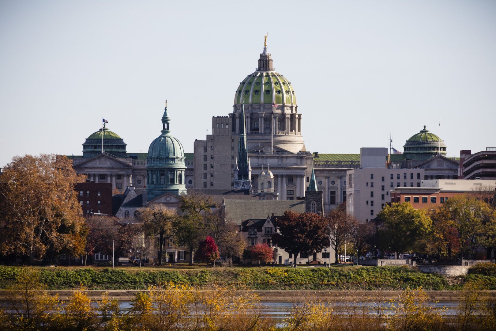 Pennsylvania’s state capitol building in Harrisburg, PA on Election Day 2022.