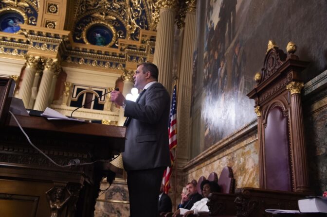 State Rep. Mark Rozzi after being selected speaker of the Pennsylvania House