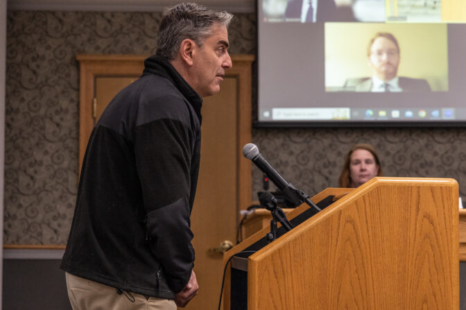 Joe Oxman, who helped write the ordinance to limit the sale of firearms in Lower Merion Township, spoke to commissioners at their Board meeting on April 19, 2023. (