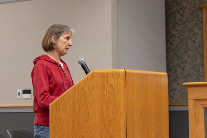 Linda Finkelstein provided public comment on an ordinance limiting the sale of firearms at Lower Merion Township’s Board of Commissioners meeting on April 19, 2023.