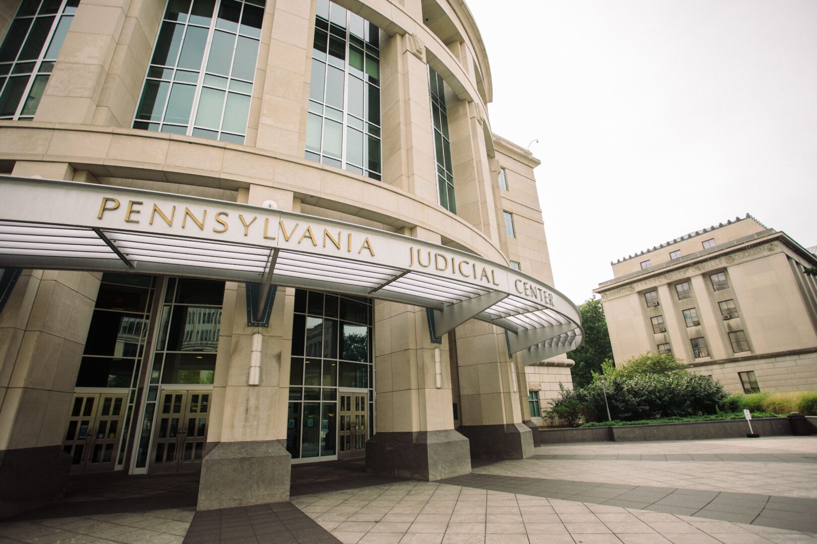 The entrance to the Pennsylvania Judicial Center. In May, voters will choose their parties' candidates to compete for an open seat on the commonwealth's highest court.