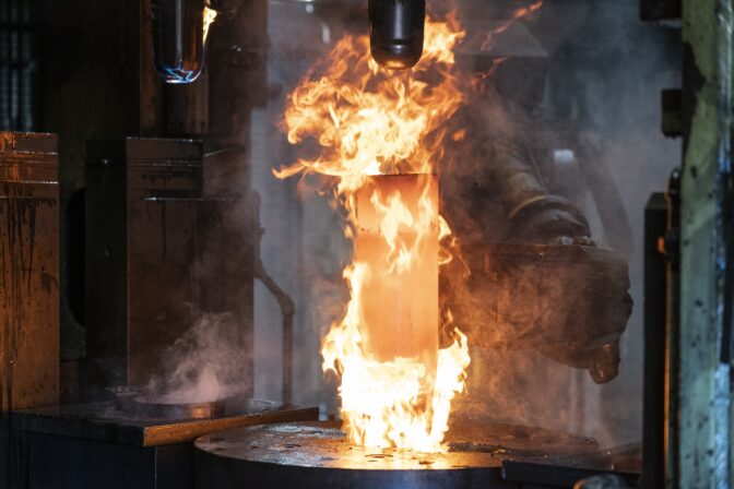 A 155 mm M795 artillery projectiles is manufactured at the Scranton Army Ammunition Plant in Scranton, Pa., Thursday, April 13, 2023.