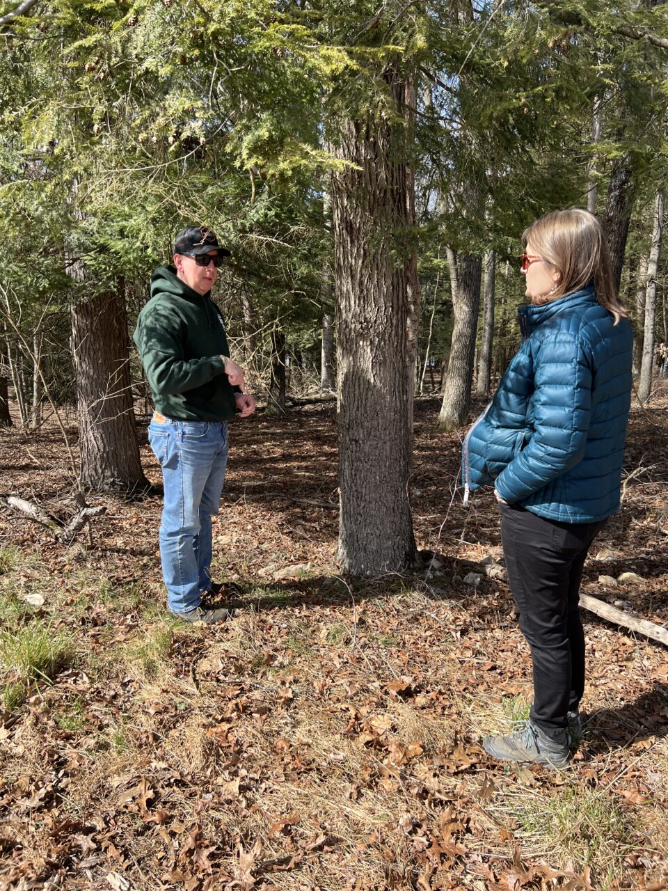 Jim Altemus, a forest health program specialist with Pennsylvania’s Department of Conservation and Natural Resources, left, and Meredith Seltzer, a DCNR forest program specialist, in Bald Eagle State Park.