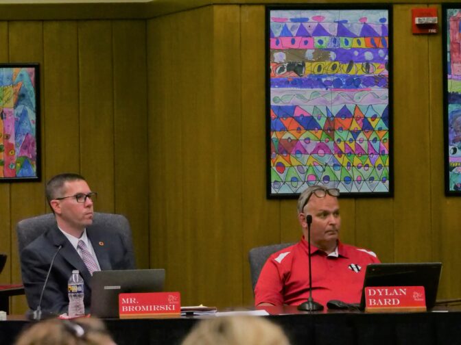 Hempfield School Board President Dylan Bard and District Superintendent Mike Bromirski.