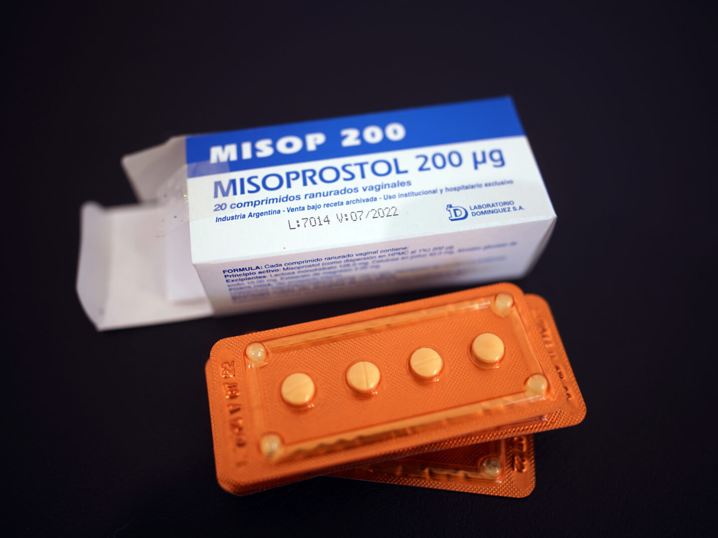 The drug misoprostol sits on a gynecological table at Casa Fusa, a health center in Buenos Aires, Argentina, Friday, Jan. 22, 2021. (Victor R. Caivano/AP Photo)
