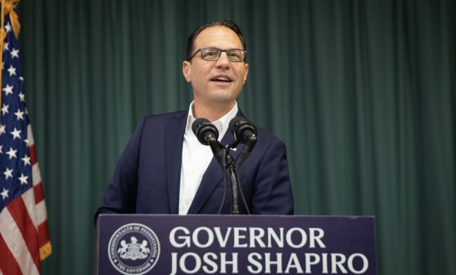 Governor Josh Shapiro in Scranton, Pennsylvania.